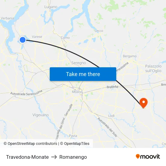 Travedona-Monate to Romanengo map