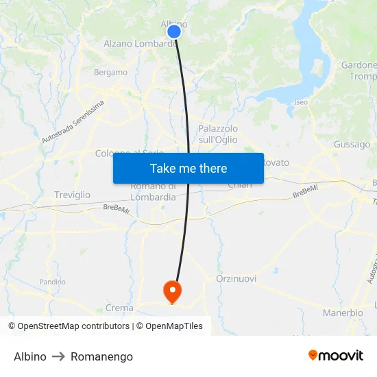 Albino to Romanengo map