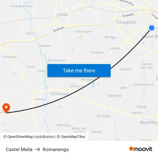 Castel Mella to Romanengo map