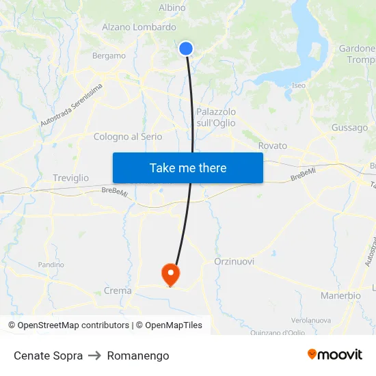 Cenate Sopra to Romanengo map