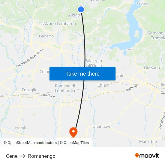 Cene to Romanengo map