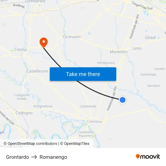 Grontardo to Romanengo map