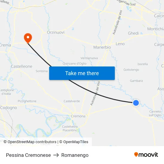 Pessina Cremonese to Romanengo map