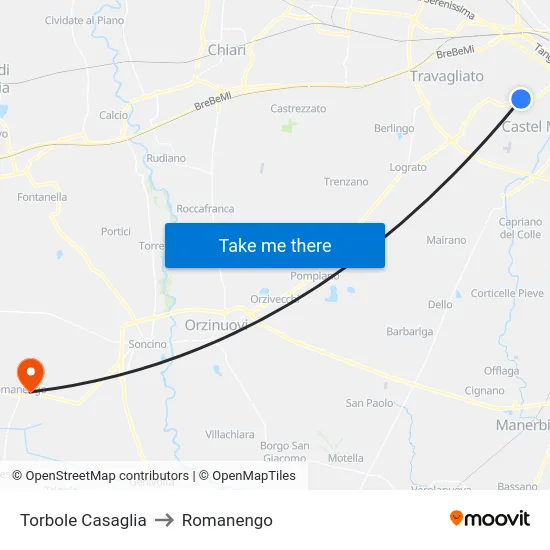 Torbole Casaglia to Romanengo map