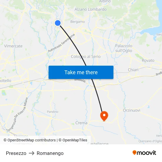 Presezzo to Romanengo map