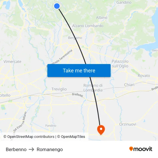 Berbenno to Romanengo map