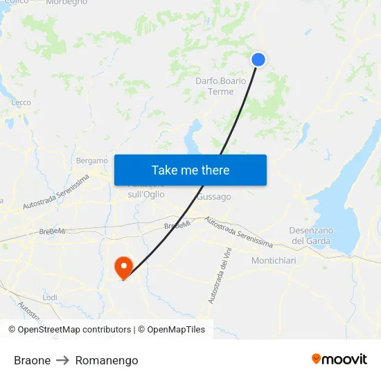 Braone to Romanengo map