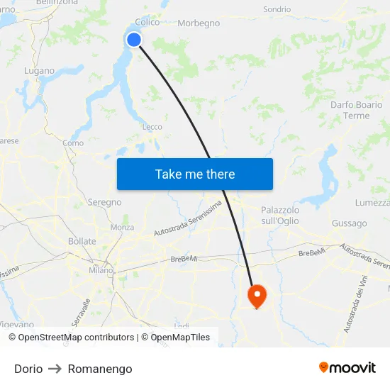 Dorio to Romanengo map