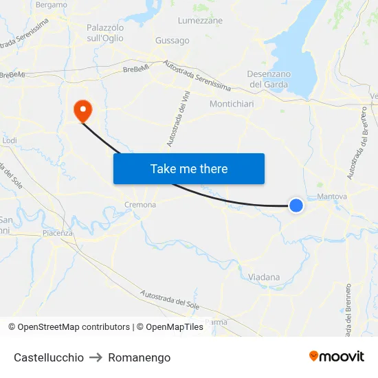 Castellucchio to Romanengo map