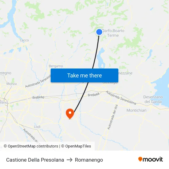 Castione Della Presolana to Romanengo map