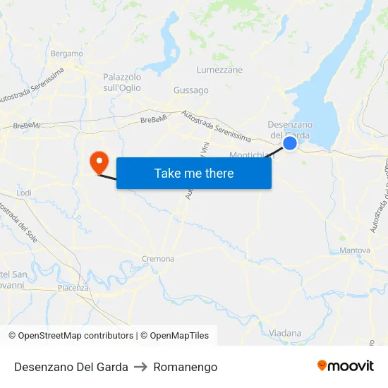 Desenzano del Garda to Romanengo map