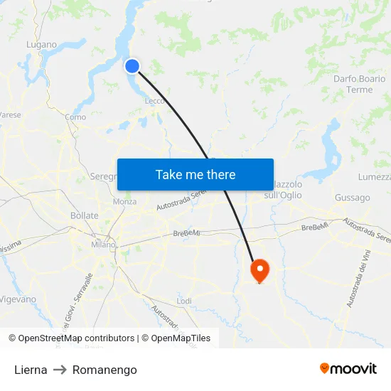 Lierna to Romanengo map