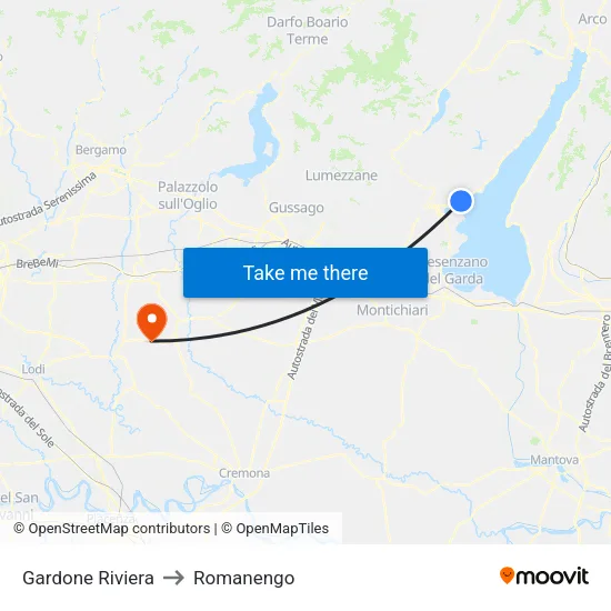 Gardone Riviera to Romanengo map