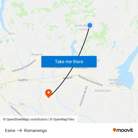 Esine to Romanengo map