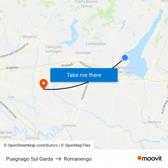 Puegnago sul Garda to Romanengo map