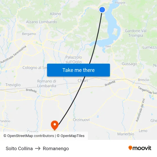 Solto Collina to Romanengo map