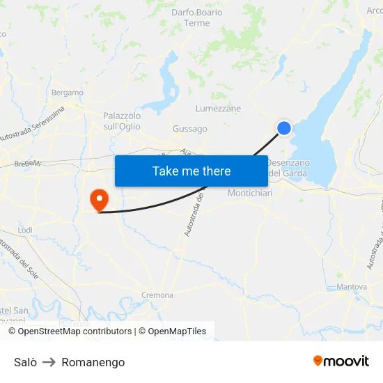 Salò to Romanengo map