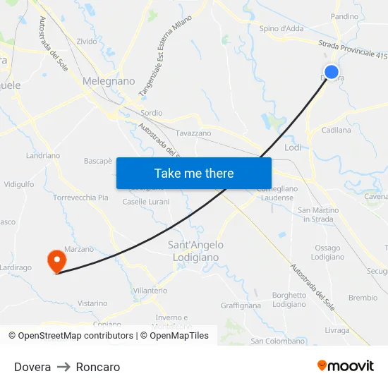 Dovera to Roncaro map