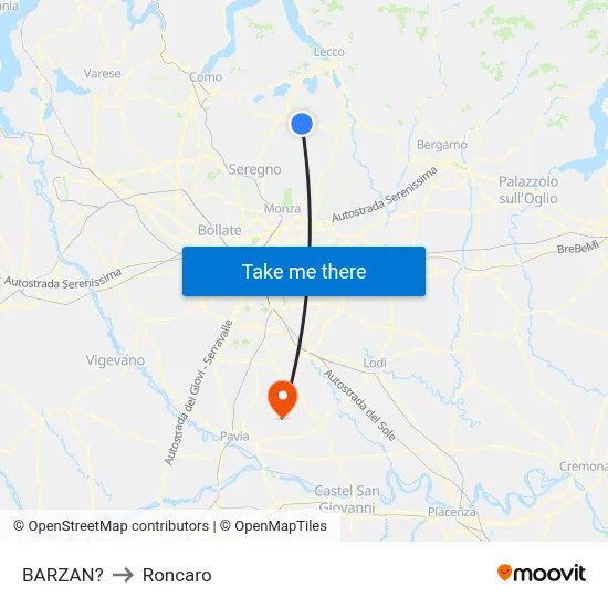 Barzan to Roncaro map