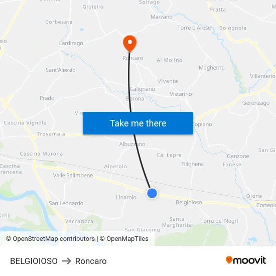 BELGIOIOSO to Roncaro map