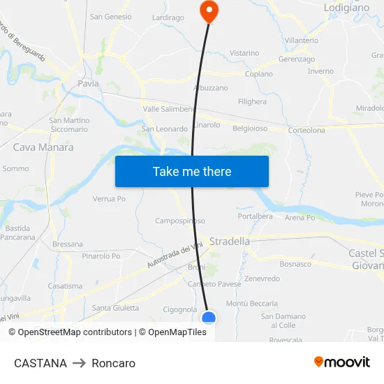 Castana to Roncaro map