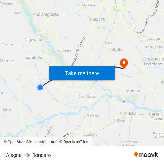 Alagna to Roncaro map