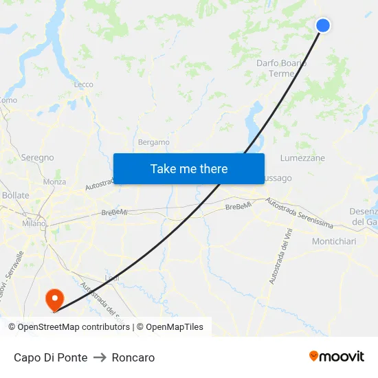 Capo Di Ponte to Roncaro map