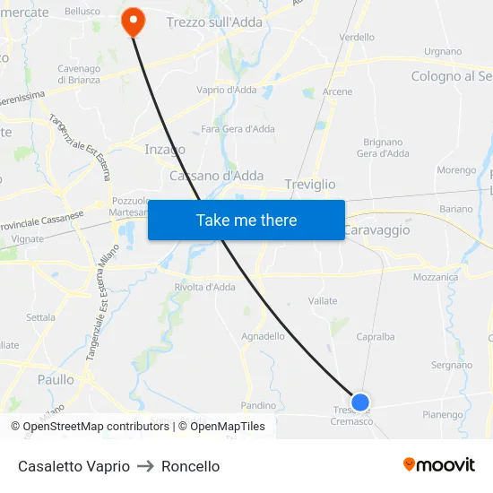 Casaletto Vaprio to Roncello map