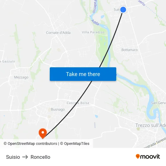 Suisio to Roncello map