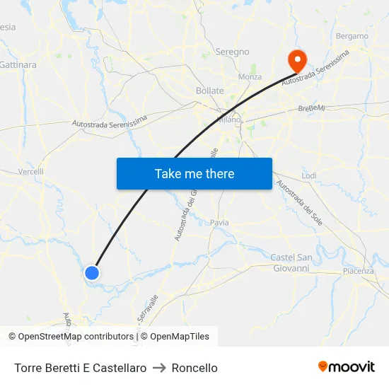 Torre Beretti e Castellaro to Roncello map