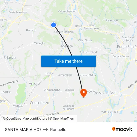Santa Maria Ho? to Roncello map