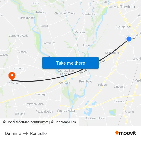 Dalmine to Roncello map