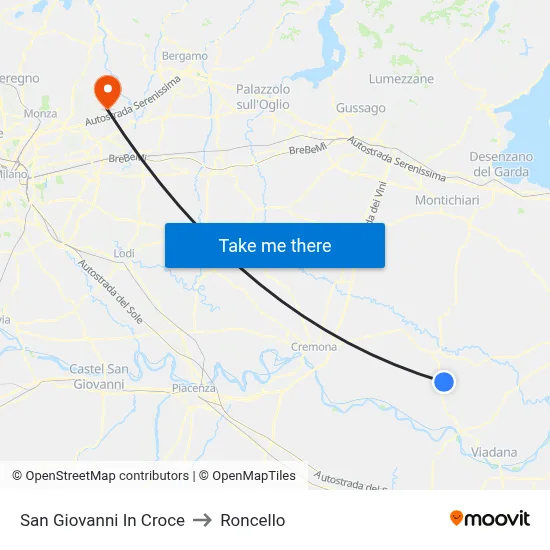 San Giovanni In Croce to Roncello map