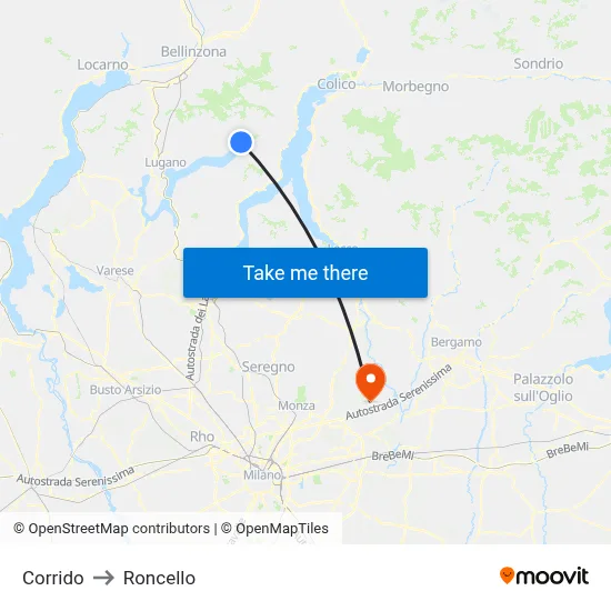 Corrido to Roncello map