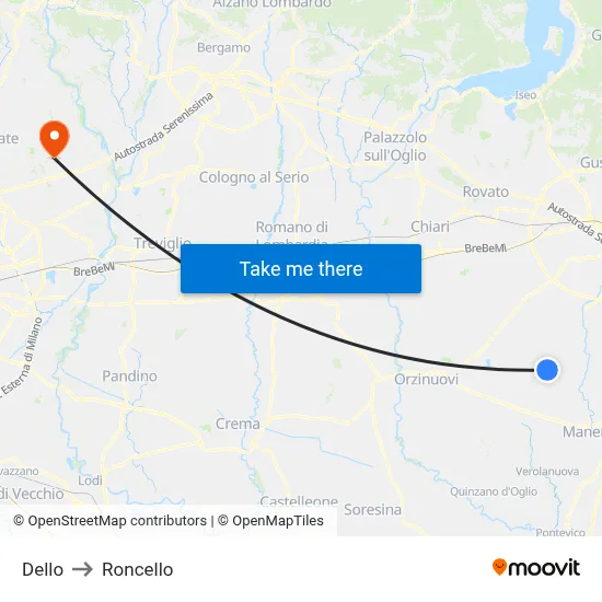 Dello to Roncello map