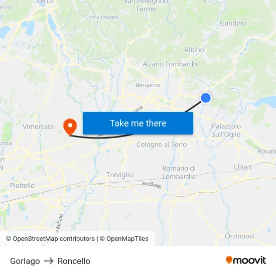 Gorlago to Roncello map