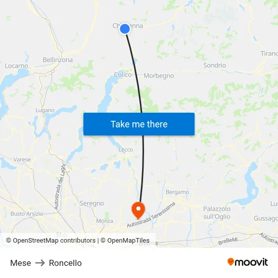 Mese to Roncello map