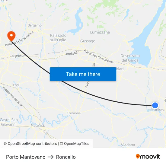 Porto Mantovano to Roncello map