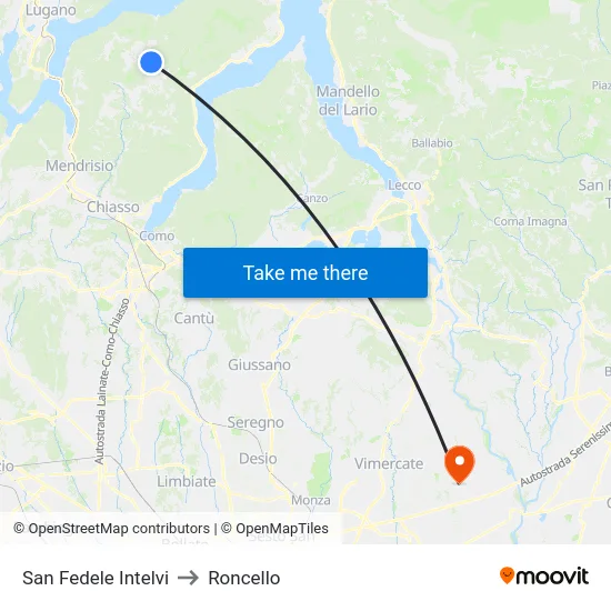 San Fedele Intelvi to Roncello map