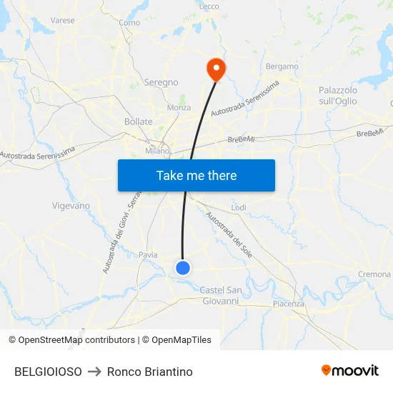 BELGIOIOSO to Ronco Briantino map