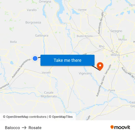 Balocco to Rosate map