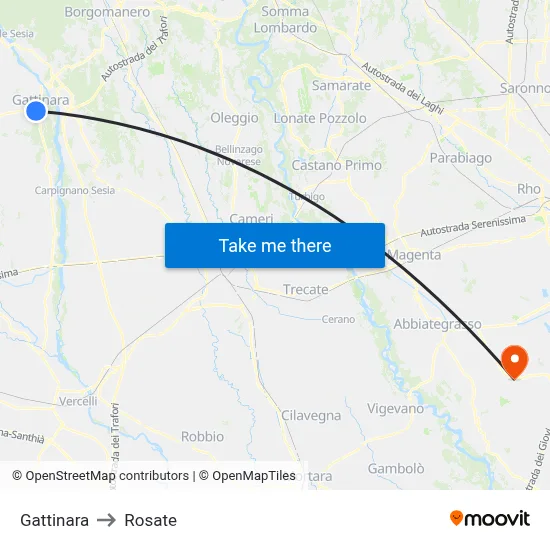 Gattinara to Rosate map