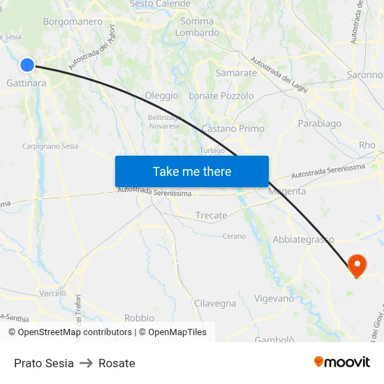 Prato Sesia to Rosate map