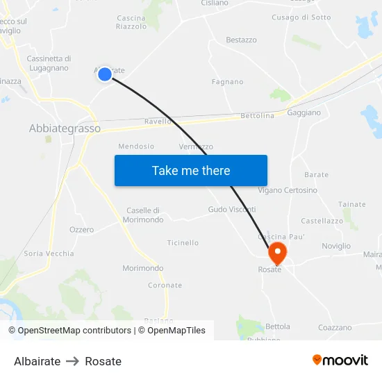 Albairate to Rosate map