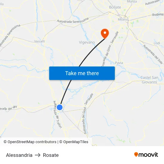 Alessandria to Rosate map