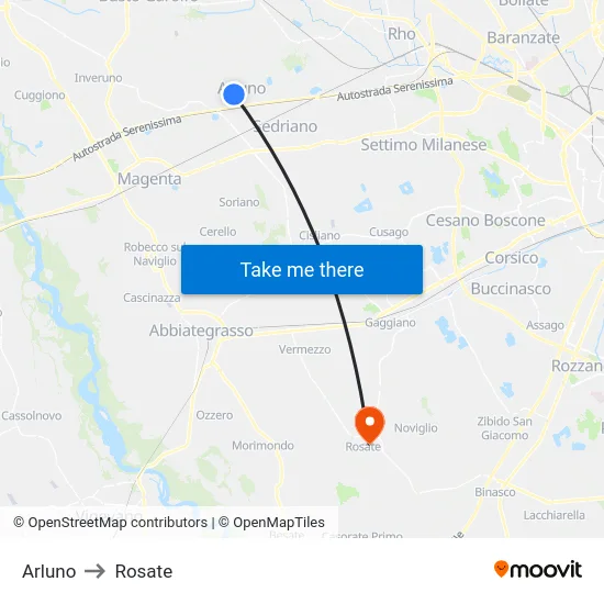 Arluno to Rosate map