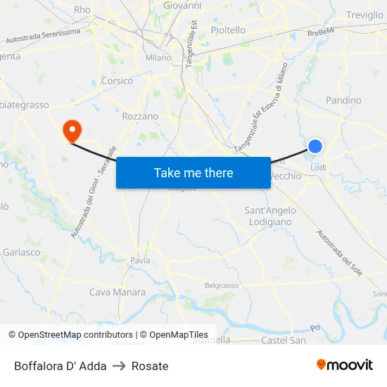 Boffalora D'Adda to Rosate map