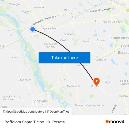 Boffalora Sopra Ticino to Rosate map