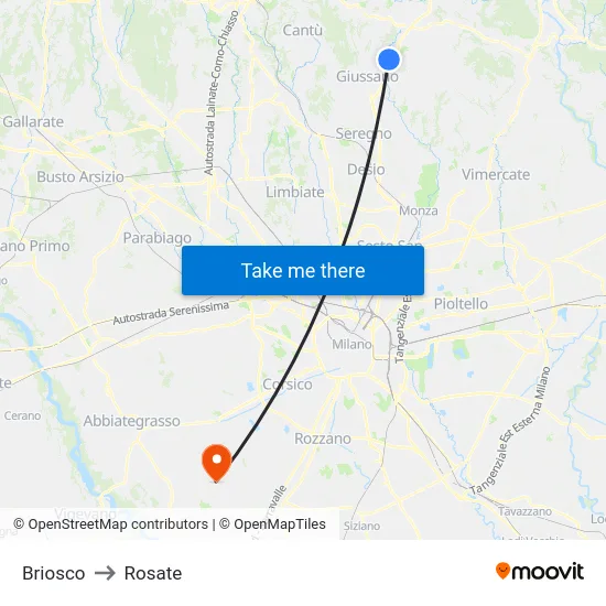Briosco to Rosate map