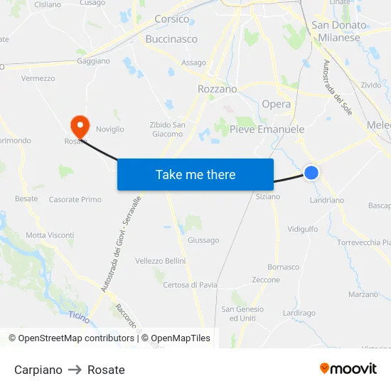 Carpiano to Rosate map